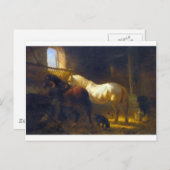 Pferde im Stall Postkarte (Vorne/Hinten)