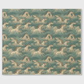 Pferde im Surfen, Meer, Wellen, Ozean Geschenkpapier (Flach)