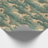 Pferde im Surfen, Meer, Wellen, Ozean Geschenkpapier (Ecke)