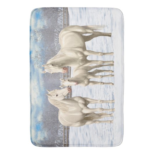 Pferde im Weißen Viertel im Schnee Badematte (Vorderseite Vertikal)