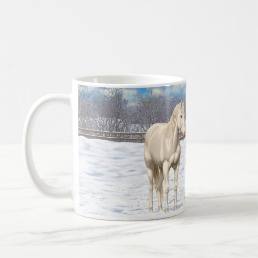Pferde im Weißen Viertel im Schnee Kaffeetasse (Links)