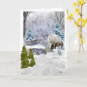 Pferde im Winter Wunderland Weihnachtsfeiertag Karte (Gelbe Blume)