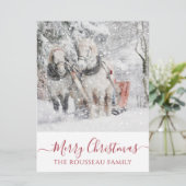 Pferde im Winterschnee Weihnachtsfeiertag Einladun Einladung (Stehend Vorderseite)