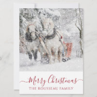 Pferde im Winterschnee Weihnachtsfeiertag Einladun