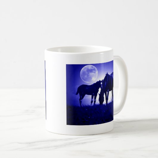 Pferde in blauer Nacht Kaffeetasse (VorderseiteRechts)