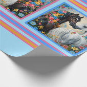 Pferde in Blumen eingerahmt Geschenkpapier (Ecke)