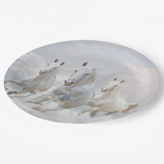 Pferde in den Wolken Pappteller (Schrägansicht)