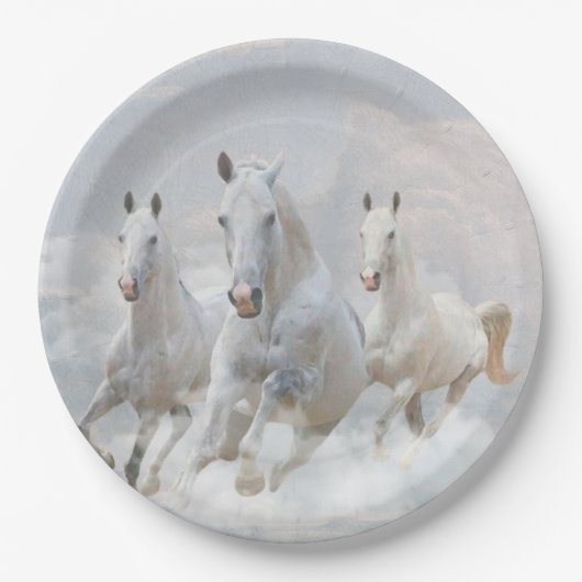 Pferde in den Wolken Pappteller (Vorderseite)