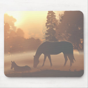 Pferde in der Morgennebel Mousepad