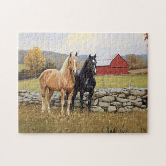 Pferde in der Rustikalen Feldfarm Puzzle