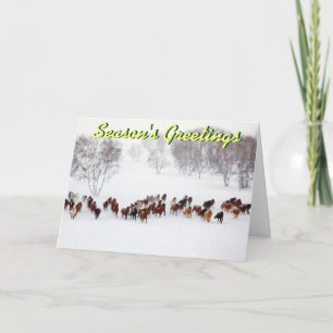 Pferde in der Schnee Weihnachtskarte Feiertagskarte