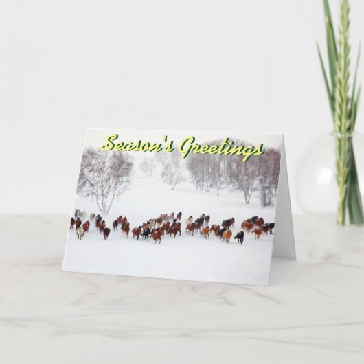 Pferde in der Schnee Weihnachtskarte Feiertagskarte (Vorderseite)