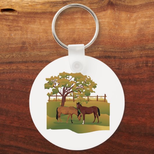 Pferde in der Weide Schlüsselanhänger (Vorderseite)