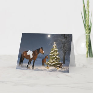 Pferde in der Weihnachtskarte des Schnees Dankeskarte
