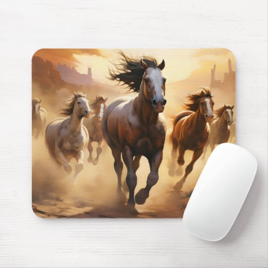 Pferde in der Wüste Mousepad (Mit Mouse)