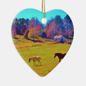 Pferde in einem roten Rainbow-Feld Keramikornament (Rechts)