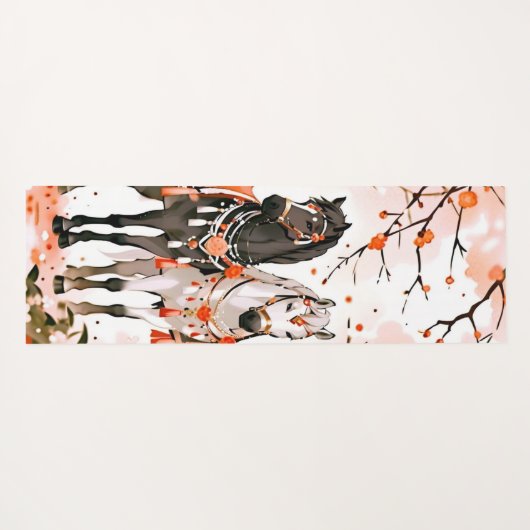 Pferde in einem Roten Wald Custom doppelseitig Yogamatte (Rückseite (Horizontal))