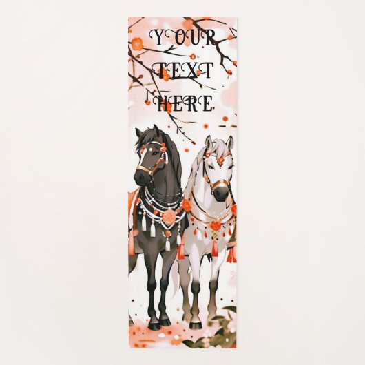 Pferde in einem Roten Wald Custom doppelseitig Yogamatte (Vorderseite)