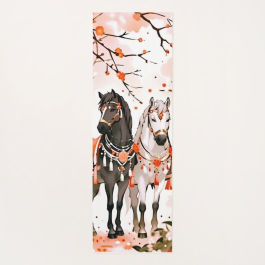 Pferde in einem Roten Wald Custom doppelseitig Yogamatte (Rückseite)