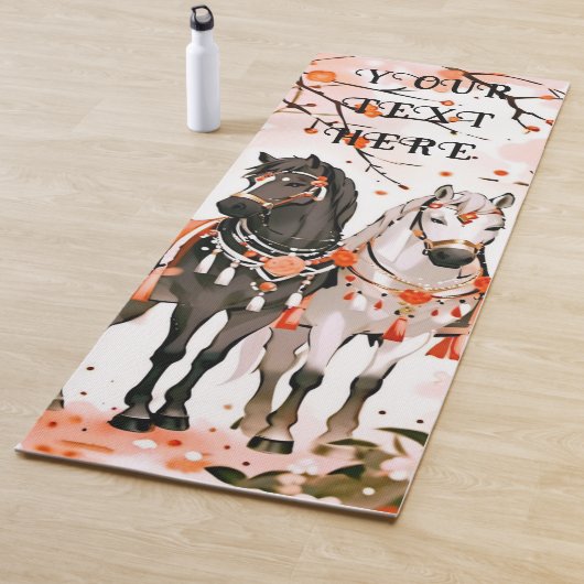 Pferde in einem Roten Wald Custom doppelseitig Yogamatte (Beispiel)