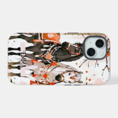 Pferde in einem Roten Wald-Individuelle Name iPhone 15 Hülle (Rückseite (Horizontal))