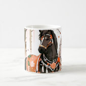 Pferde in einem Roten Wald Kaffeetasse (Mittel)