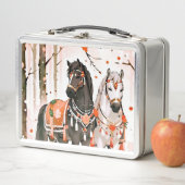 Pferde in einem Roten Wald Metall Brotdose (Beispiel)