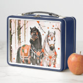 Pferde in einem Roten Wald Metall Brotdose (Beispiel)