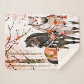 Pferde in einem Roten Wald Sherpadecke (Vorderseite (Horizontal))