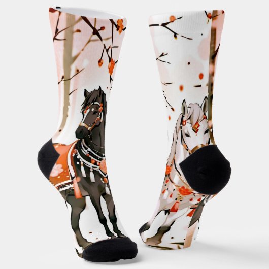 Pferde in einem Roten Wald Socken (Gewinkelt)