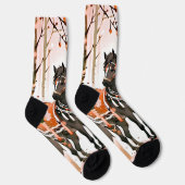 Pferde in einem Roten Wald Socken (Rechts)