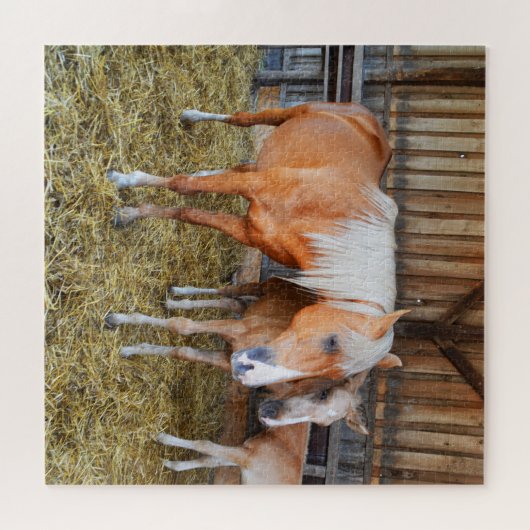 Pferde in einem Stall Puzzle (Horizontal)