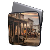 Pferde in einer Western-Stadt Laptopschutzhülle (Vorderseite Links)