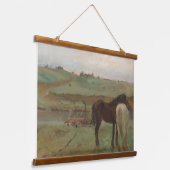 "Pferde in einer Wiese" Gemälde von Edgar Degas Wandteppich Mit Holzrahmen (Gewinkelt)