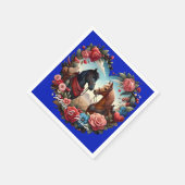 Pferde in Herz-Blau Serviette (Ecke)