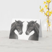 PFERDE IN PENCIL: KINDERSPIRIT: KARTE (Gelbe Blume)
