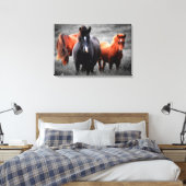 Pferde in Teilfarbfotografie Leinwanddruck (Insitu (Schlafzimmer))