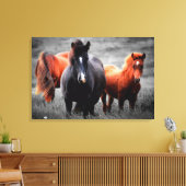 Pferde in Teilfarbfotografie Leinwanddruck (Insitu (Wohnzimmer))