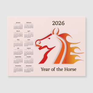 Pferde-Jahr 2026 Kalender Magnetkarte