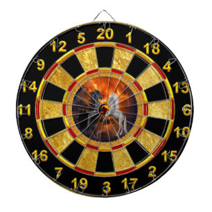 Pferde kämpfen in einem schlechten Blitzschlag Dartscheibe