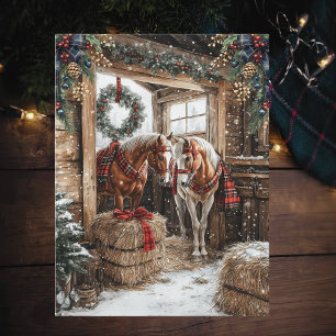 Pferde Kariertes Land Weihnachten Winter Scheunen 