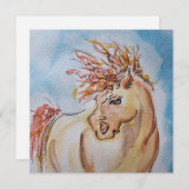 Pferde Karte, Pferdebild Aquiarell, Grusskarte (Vorne/Hinten)
