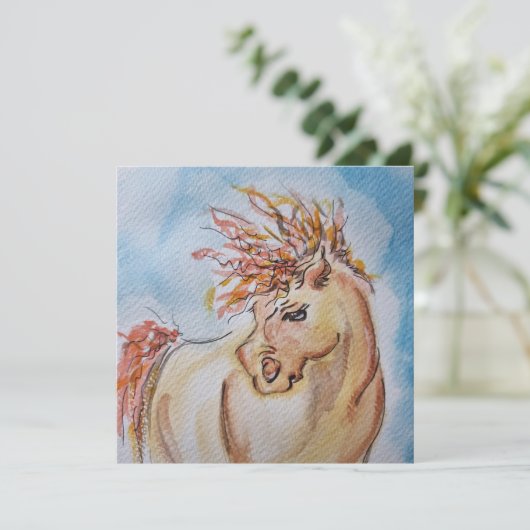 Pferde Karte, Pferdebild Aquiarell, Grusskarte (Stehend Vorderseite)