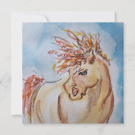 Pferde Karte, Pferdebild Aquiarell, Grusskarte (Vorderseite)