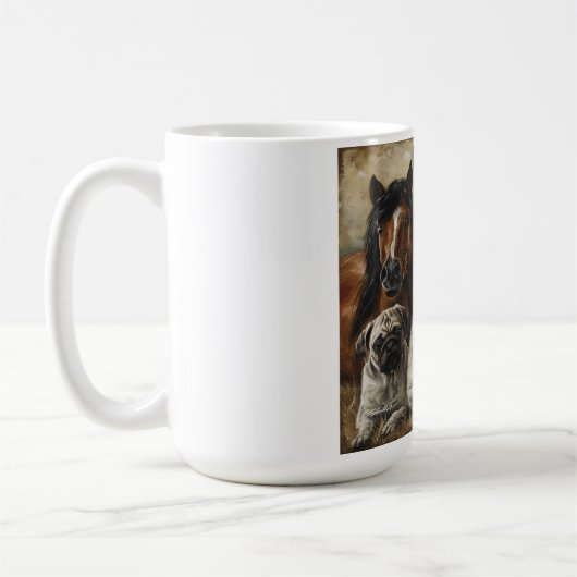 Pferde, Katzen und Hunde Kaffeetasse (Links)