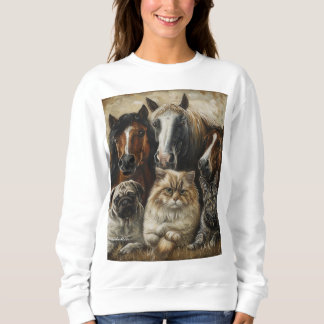 Pferde, Katzen und Hunde Sweatshirt