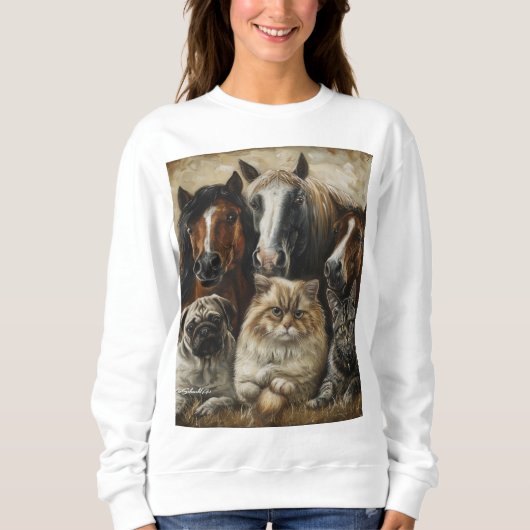 Pferde, Katzen und Hunde Sweatshirt (Vorderseite)