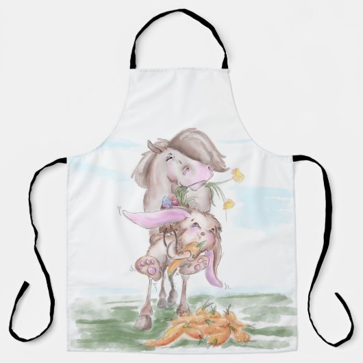 Pferde Kochschürtze Osterbild Pferd und Hase Schürze (Vorderseite)