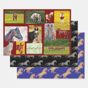 Pferde Kunst Pferdeliebhaber Verpackungskunstpapie Geschenkpapier Set