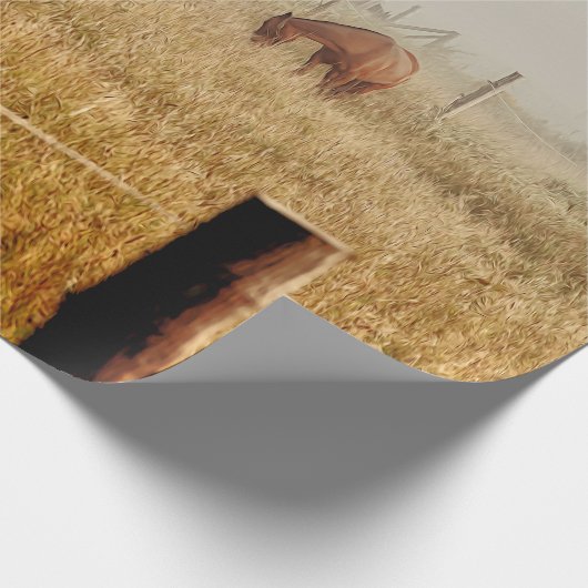 Pferde Land Rustikale Braune Decoupage Geschenkpapier (Ecke)